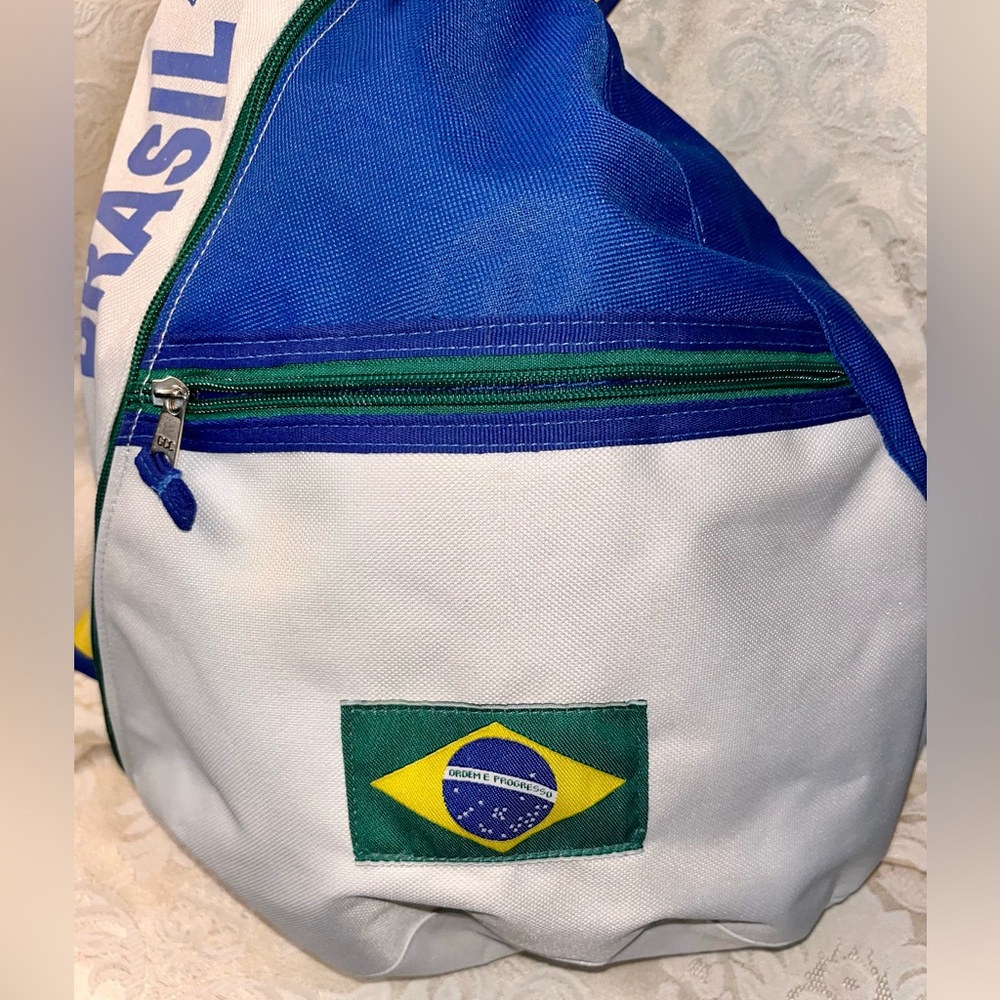 Vintage Y2K Brasil Sling Bag - Deadstock White & Blue Crossbody Rio Bags Brazil